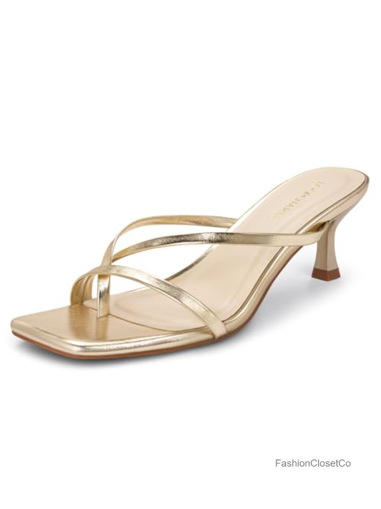 Womens Kitten Heel Flip Flop Sandals Thong Square Open Toe Low Heels Dressy